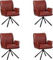 Set van 4 Rode leren industriële draaibare eetkamerstoelen Elite - Granada leer Rouge (rood leer)