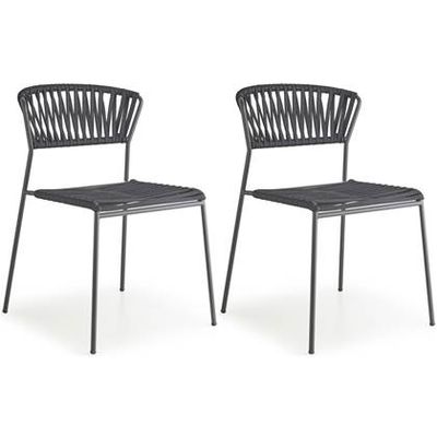 SCAB Lisa Rope Tuin En Terrasstoel - Set Van 2 - Antracietgrijs/Zwart