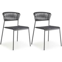SCAB Lisa Rope Tuin En Terrasstoel - Set Van 2 - Antracietgrijs/Zwart - thumbnail