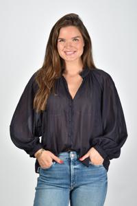 Forte_Forte blouse met wijde mouwen blauw