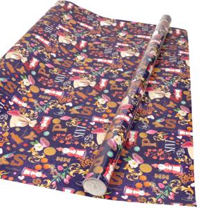 Sinterklaas inpakpapier/cadeaupapier - XL - print paars - 2.5 x 0.7 meter
