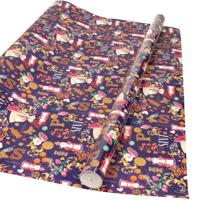 Sinterklaas inpakpapier/cadeaupapier - XL - print paars - 2.5 x 0.7 meter
