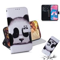 Panda patroon gekleurde tekening horizontale Flip lederen case voor Galaxy M30 met houder & card slots & portemonnee