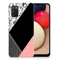 Samsung Galaxy A02s | TPU Hoesje | Zwart Roze Vormen