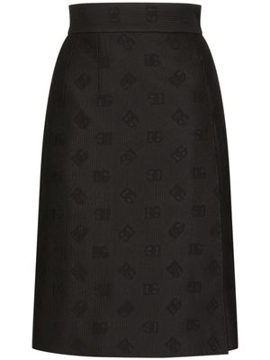 Dolce & Gabbana jupe droite à logo en jacquard - Noir