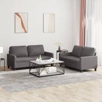 2-delige Loungeset met kussens kunstleer grijs