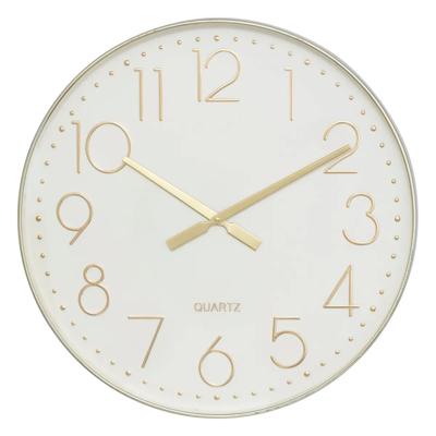 Wandklok/muur klok Mondello - Dia 51 cm - kunststof - wit/goud - keuken/kamer