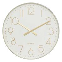 Wandklok/muur klok Mondello - Dia 51 cm - kunststof - wit/goud - keuken/kamer