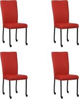 Set van 4 Rode leren moderne eetkamerstoelen Deal - poot vierkant zwart met wiel - Toledo Leer Ducati (rood leer)