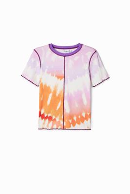 T-shirt met korte mouwen in tie-dye print. - RED - L