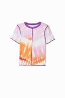 T-shirt met korte mouwen in tie-dye print. - RED - L