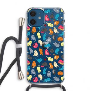 Kleurrijke katten: iPhone 12 mini Transparant Hoesje met koord