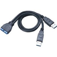 Akasa AK-CBUB12-30BK USB-kabel 0,3 m 2 x USB 3.0 USB 3.0 Pin header Zwart