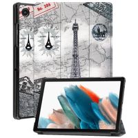 Basey Samsung Galaxy Tab A8 Hoesje Kunstleer Hoes Case Cover -Eiffeltoren - thumbnail