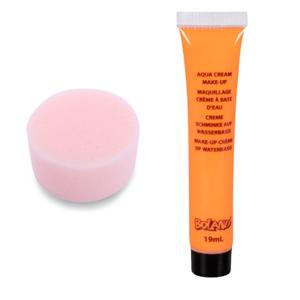 Carnaval schmink - Oranje - met grimeer sponsje - Gezicht/lichaam - 19 ml - kind/volwassenen