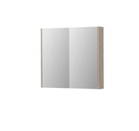 INK SPK2 spiegelkast met 2 dubbelzijdige spiegeldeuren, 2 verstelbare glazen planchetten, stopcontact en schakelaar 80 x 14 x 73 cm, ivoor eiken - thumbnail