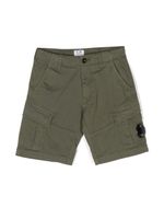 C.P. Company Kids short en coton à patch logo - Vert - thumbnail