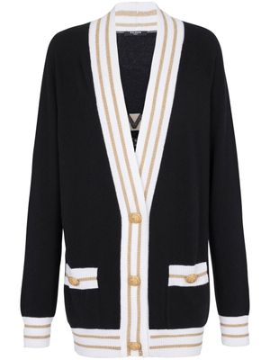 Balmain cardigan imprimé à bords contrastants - Noir