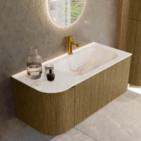Badmeubel Mondiaz Kurve-Dlux | 105 cm cm | Meubelkleur Dusk | Wastafelkleur Frappe | Solid surface | Wasbak rechter zijde spoelbak | 1 kraangat