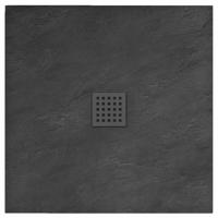Douchebak REA Black Rock | 90x90x3.5 cm | Incl.Afvoersifon | Acryl | Vierkant | Zwart