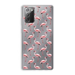 Flamingoprint groen: Samsung Galaxy Note 20 / Note 20 5G Transparant Hoesje