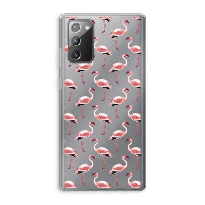 Flamingoprint groen: Samsung Galaxy Note 20 / Note 20 5G Transparant Hoesje
