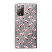 Flamingoprint groen: Samsung Galaxy Note 20 / Note 20 5G Transparant Hoesje