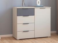 Commode SAJORIS 1 deur 4 lades kasjmier/metaalgrijs