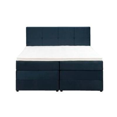 Boxspring met opbergruimte Liv geblokt - blauw - 180x200 cm - Leen Bakker