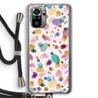 Terrazzo Memphis Pink: Xiaomi Redmi Note 10S Transparant Hoesje met koord