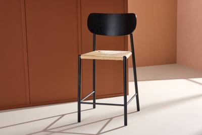 Nohr Barkruk 'Lakeithia' Rattan, kleur Naturel/Zwart (zithoogte 67cm)