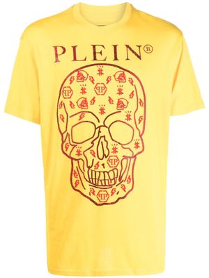 Philipp Plein t-shirt à imprimé tête de mort - Jaune