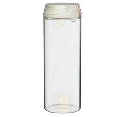 Pot/vaas van glas voor planten ecosysteem - deksel met LED verlichting - D8 x H23 cm