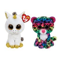 Ty - Knuffel - Beanie Boo's - Pegasus Unicorn & Dotty Leopard