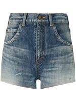 Saint Laurent short en jean à effet usé - Bleu