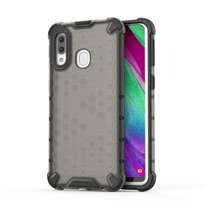 Schokbestendige honingraat PC + TPU Case voor Galaxy A40 (zwart)