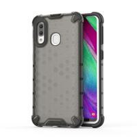 Schokbestendige honingraat PC + TPU Case voor Galaxy A40 (zwart)