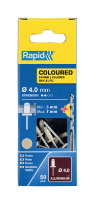 Rapid Blindklinknagels Gebroken Wit | Ø4 x 10 mm | Incl. Boor | 50 Stuks - 5001464