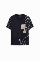 T-shirt met korte mouwen en uitsnijdingen - BLACK - S