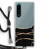 Gouden marmer: Sony Xperia 5 III Transparant Hoesje met koord