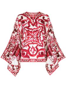 Dolce & Gabbana blouse en soie à imprimé Majolica - Rouge