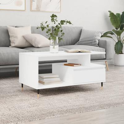 Salontafel 90x49x45 cm bewerkt hout wit