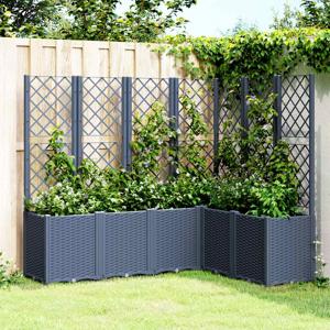 VidaXL Plantenbak met latwerk 160x120x140 cm polypropeen grijs