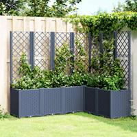 VidaXL Plantenbak met latwerk 160x120x140 cm polypropeen grijs