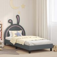 Bedframe voor kinderen met hoofdbord Lichtgrijs 90 x 190 cm PU