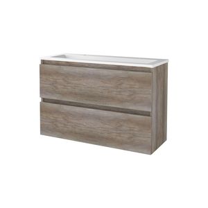 Badmeubelset Aquasplash Salt 100x39 cm Greeploos 2 Lades Met Wastafel 2 Kraangaten Scotch Oak Aquasplash