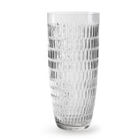 Bloemenvaas - transparant glas - stripes motief - H30 x D13 cm   - - thumbnail