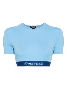 DSQUARED2 haut crop à bande logo - Bleu