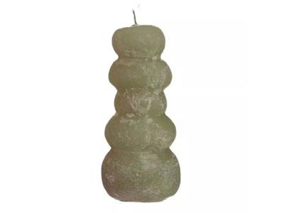 Pebble candle d7xh15 cm, groen - Hortus