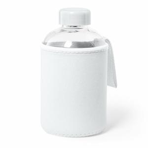 Glazen waterfles/drinkfles softshell bescherm hoes - wit - 600 ml - Sportfles - Bidon